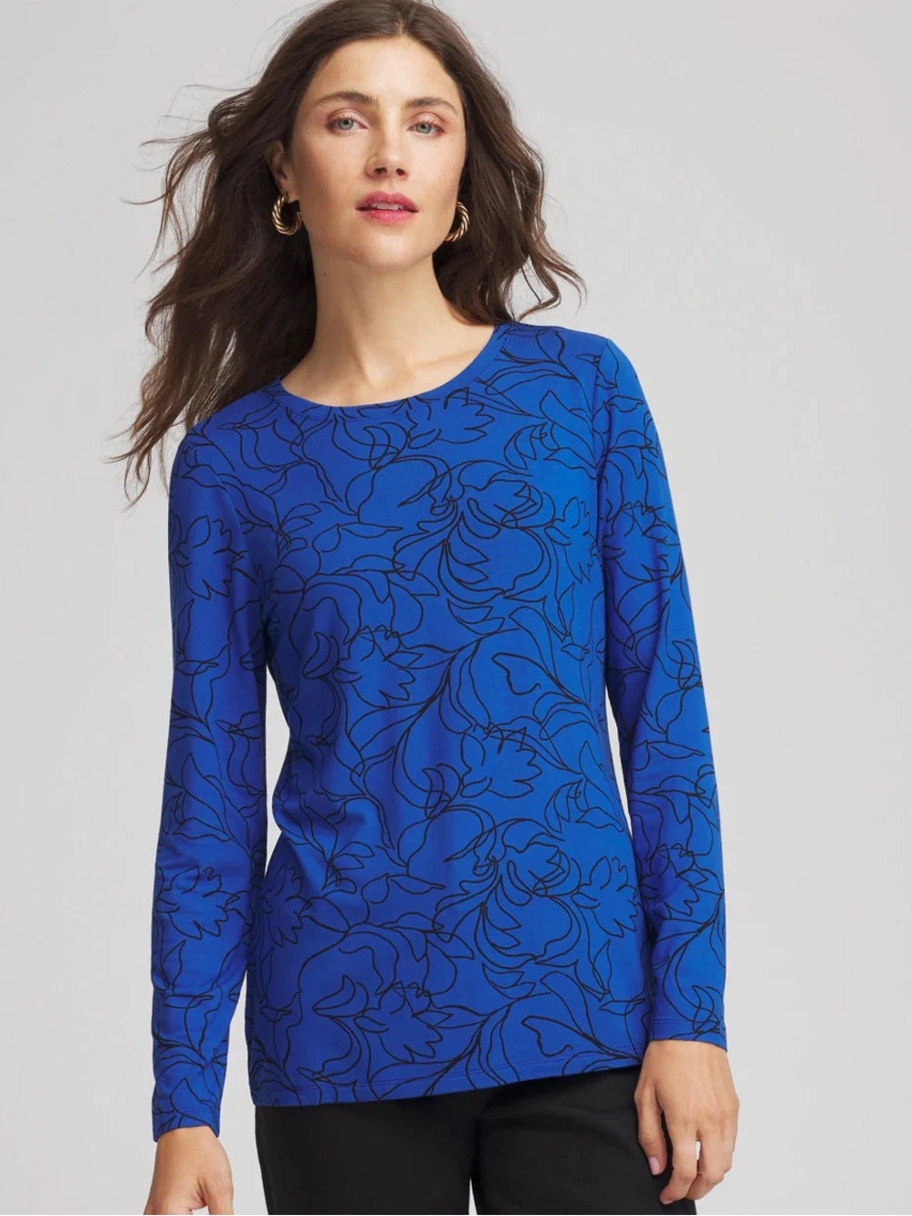 CHICOS Touch of Cool Layering Tee in Royal Blue, Like New